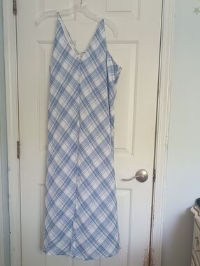 Banana Republic Plaid Maxi Dress Tie At The Neck, Size Extra Large